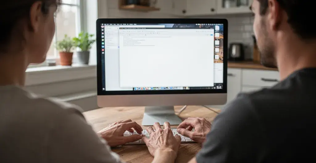 Personne vérifiant licence RBQ sur écran ordinateur registre en ligne